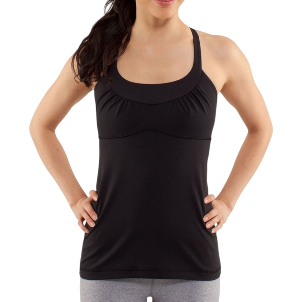 Lululemon Scoop Me Up Tank Top Women Size 6 Black Yoga
